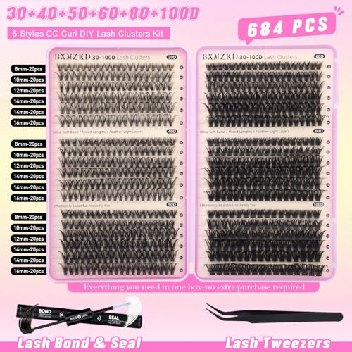 Lash Clusters Kit 684Pcs DIY Eyelash Extensions 6 Styles