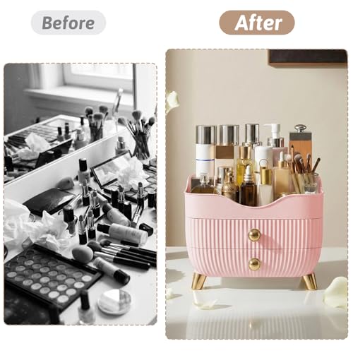 Makeup Organizer Countertop with Drawers, Large Capacity Cosmetics Storage Box