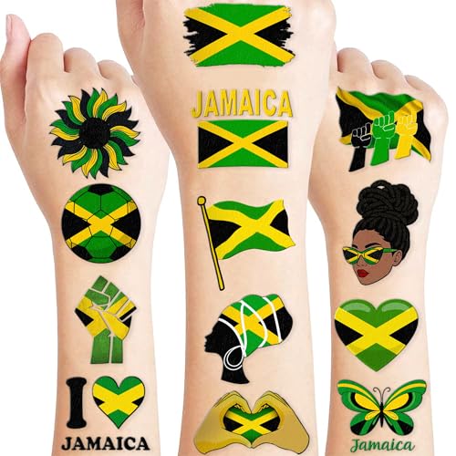 96 PCS Jamaica Flag Temporary Tattoos - Party Favors