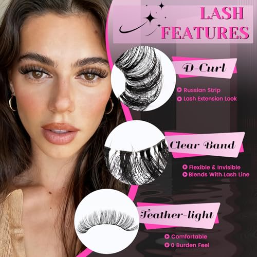 Veleasha Russian Strip Lashes D Curl 10 Pairs Pack