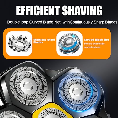 Magnetic 6 Head Shaver Replacement Heads for 6D Magnetic Electric Shaver Razor Universal Shaver Replacement Head for Bald Men and Face (Black(2PACK))