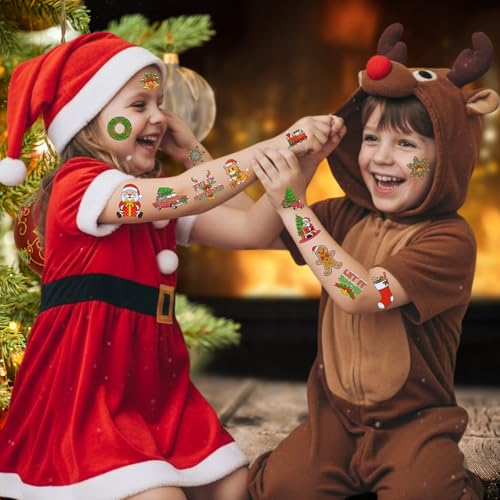 Christmas Temporary Tattoos Christmas Stocking Stuffers Goodie Bag Stuffers Noel Xmas Stickers Gift Idea For Kids Adult Xmas Decorations Accessories Party Favors Prizes Crafts Santa Claus Snowman