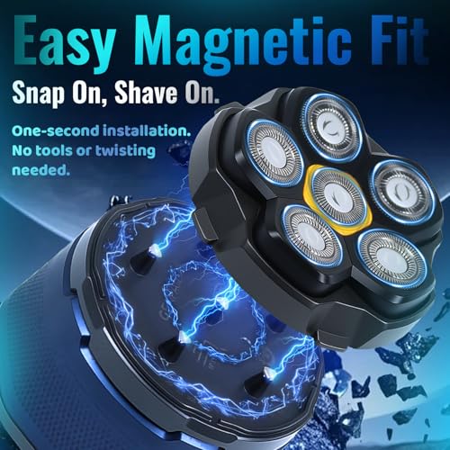 Magnetic 6D Shaver Replacement Heads ? Universal Compatible with Kensen,DOAO,NIWUIO,Ufree,Solimpia & Most Most 6D Magnetic Electric Shavers for Bald Men & Face Shaving (2-Pack)