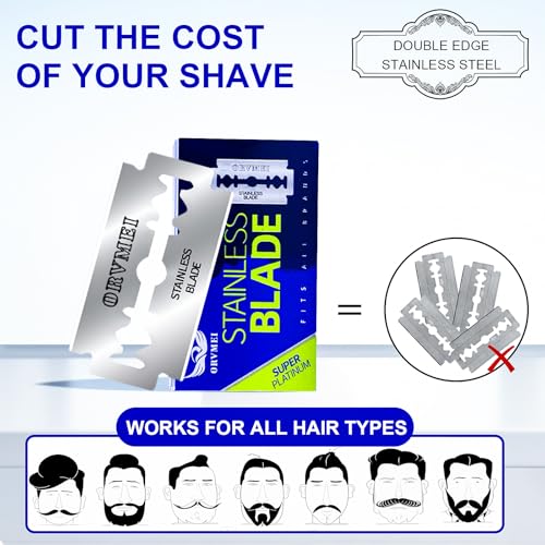 Double Edge Razor Blades - 100 Counts Safety Razor Blades for Shaving Platinum Stainless Steel a Smooth, Precise and Clean Shave,Fits All Standard Double Edge Razors