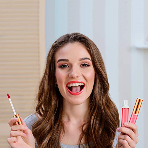 Nuanchu 100 Pcs 10 ml Lip Gloss Tubes Bulk Empty Plastic Lip Gloss Containers Clear Tubes Refillable Balm with Wand and Rubber Inserts Containers Bottles for DIY Makeup Travel (Rose Gold)