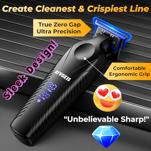 Zero Gap 9,000 RPM Brushless Professional T Blade Trimmer for Men: Cordless Hair/Beard Clipper Edger Liner Outliner with LED Display 300min Runtime Fast Charging Stand Travel Pouch