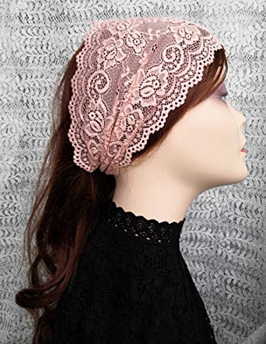 Oyabridal 6'' Wide Lace Headbands for Women Headcovering Church Lace Headwrap for Women (Teal Green)