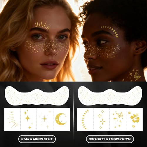 30Pc Glitter Freckles & Face Gems Temporary Tattoo Set