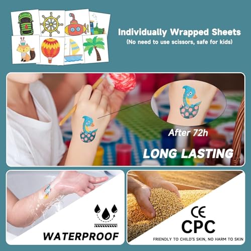 204 Sheets Glitter Temporary Tattoos for Kids Bulk Party Favors