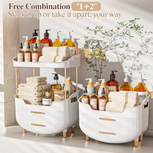caktraie 4-Tier Makeup Organizer with Drawer – White