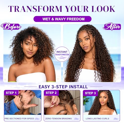 Smabuity Boho Deep Wave Human Hair for Braiding 14" Natural Black