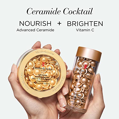 Elizabeth Arden Daily Ceramide Serum Capsules, Advanced Anti Aging Serum Capsules for Minimizing Wrinkles, Fragrance-Free, Enhances Skin Hydration and Radiance for a Youthful Look, 90 Count, 1.41 oz