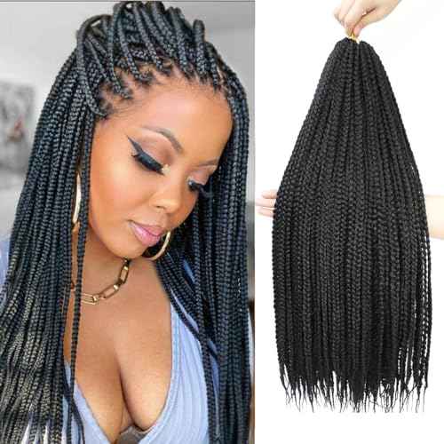 Crochet Box Braids 6 Packs 144 Strands 22 Inch Goddess Box Braids Crochet Hair Pre looped Crochet Hair Crochet Braids for Black Women Braiding Hair (1B)