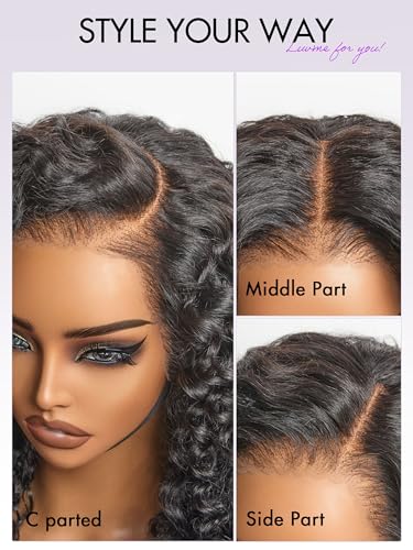 LUVME Hair 16-Inch Water Wave Lace Front Wig, 13x4 Invisi Drawstring Cap, Virgin Human Hair Pre-Plucked