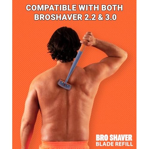 BroShaver Double-Edge Back Hair Shaver Razor Blades, Extra Long Blade Refill Compatible with BroShaver 3.0 & BroShaver 2.2 Back Hair Shavers