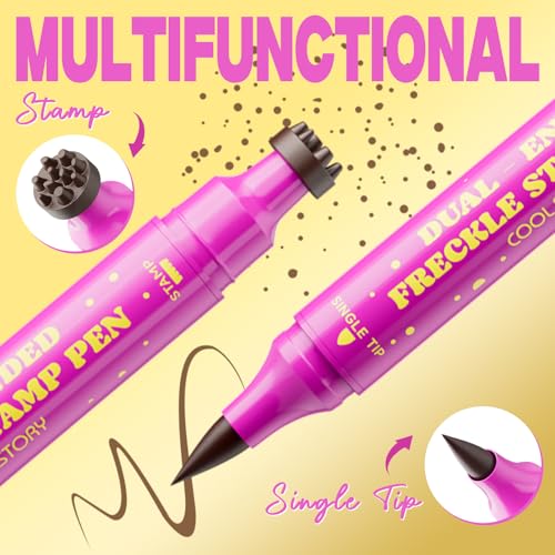 COOL STORY Freckle Stamp Pen 2-in-1 Waterproof Face Makeup Tool, Caramel Brown