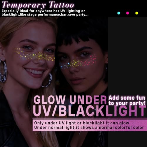 Rainbow Freckles Temporary Tattoo Stickers - UV Glow (12pc)