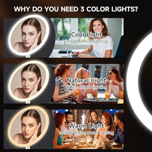 Lighted Makeup Mirror with Magnification Electric Plug in, 7X Magnifying Lighted Vanity Makeup Mirror with Led Lights