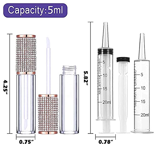 AMORIX 24 Pack Rhinestone Lip Gloss Tubes + 24 Pack Pearl Lip Gloss Tubes