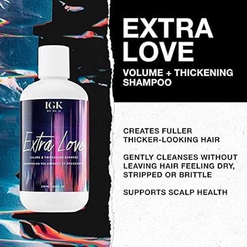 IGK EXTRA LOVE Volume & Thickening Shampoo & Conditioner Set | Volume + Scalp Balance + Oil Balance | Vegan + Cruelty-Free | 8 oz (Pack of 2)