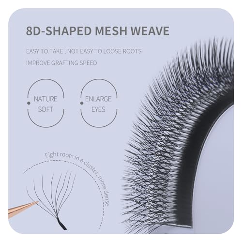 8D Premade Fan Eyelash Extensions 0.07 D Curl 8-15mm Mix