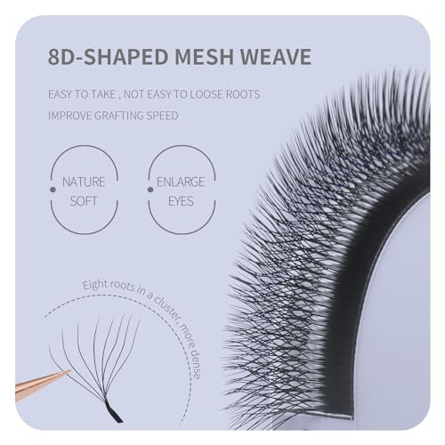 ANNAFRIS 8D Premade Fan W Shape Eyelash Extensions 0.07 LU Curl 9-13mm Mix Volume Self Fanning False Lashes Makeup Supplies Professional Use Lash Extension(0.07 LU, 9-13mm Mix)