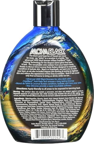 Tan Asz U Aloha Black 200X Advanced Black Bronzer Tanning Lotion, 13.5 oz