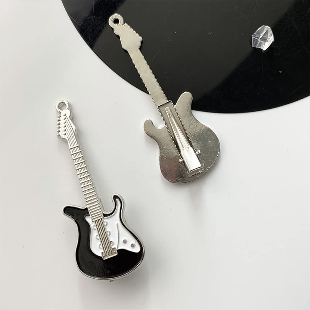 ZHOUMEIWENSP 2PCS Metal Hair Clips Retro Guitar Hairpin with Punk Clips Novelty Hair Style Making (Black)