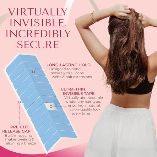 Hair Extension Tape 144 Pre-Cut Tabs for Tape-In Extensions