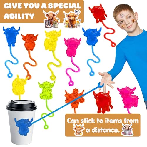 48-Piece Highland Cow Party Favors - Stick Hands & Tattoos