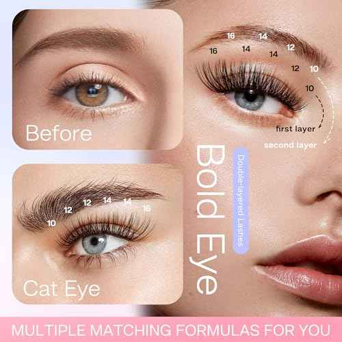 POPUP Lash Clusters Cluster Eyelash Extensions 168Pcs D Curl Natural Wispy Eyelash Clusters Mega Volume Reusable Individual Lashes Super Thin Band and Soft (703, 10-16MIX)