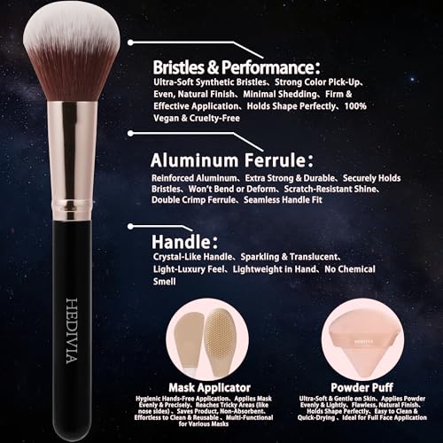 14-Piece Black Makeup Brush Set with Powder Puffs & Case