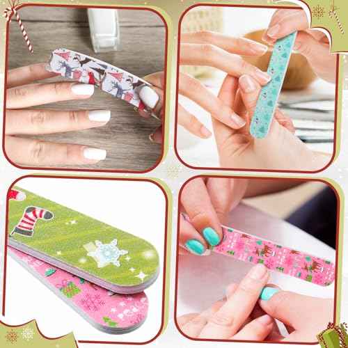 45 Pack Christmas Nail Files Gifts Bulk Holiday Emery Boards Double-Sided Christmas Party Nail Files Bulk Stocking Stuffers Christian Gifts for Women Customers Coworkers Staff(Santa)