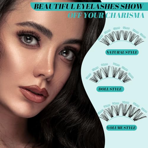 Lash Clusters Kit 320Pcs,40D Eyelash Extension Kit,Lash Bond and Seal Waterproof,Lash Remover for Individual Cluster Lashes Kit,Lash Applicator Tool for DIY Lash Extension Kit(D-Mix9-16mm Kit)