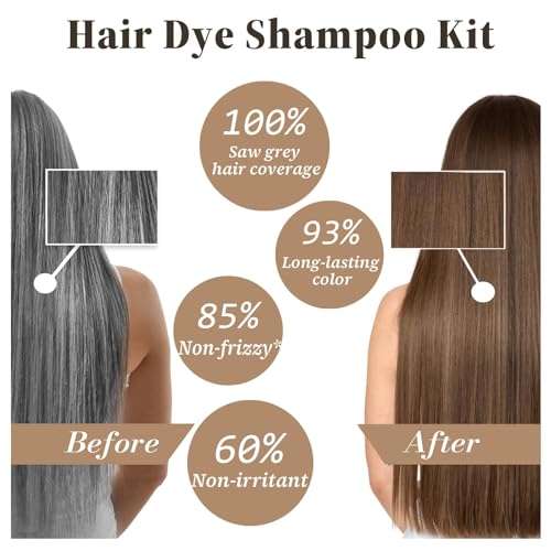 Light Brown Hair Dye Shampoo 3-in-1 for Gray Coverage - Damage-Free