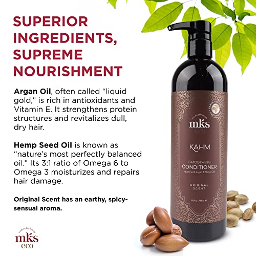 MKS eco Kahm Smoothing Conditioner, Original Scent - Detangle, Moisturize & Repair Hair - With Moroccan Argan Oil, Hemp Seed Oil & Vegetable Keratin Protein - Vegan, Cruelty Free