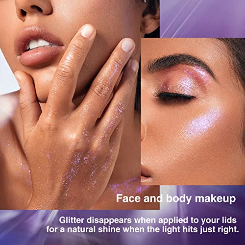 GL-Turelifes Holographic Body Glitter, Chameleon Face Glitter Mermaid Liquid Eyeshadow Fine Glitter for Body, Face, Hair, Halloween Wedding Festival Glitter Sparkling 1.06oz (#03 White)