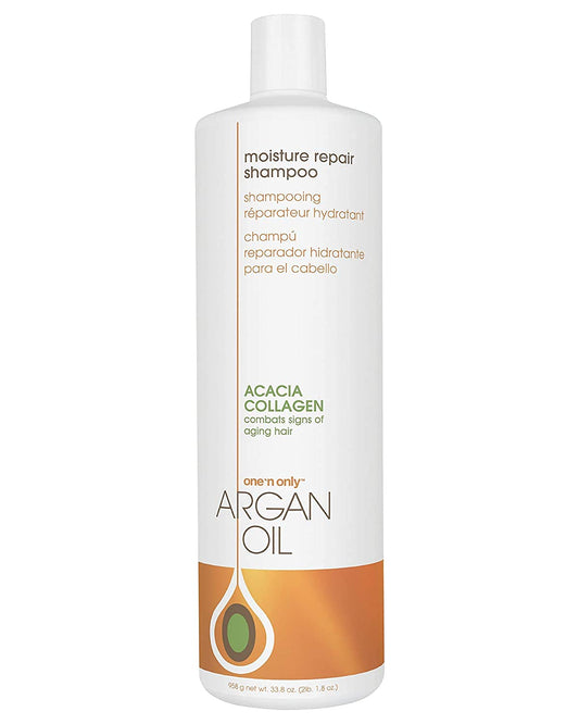 One 'n Only Moisture Repair Shampoo with Argan Oil, Rebalances Hair Moisture Levels, Adds Volume and Shine, Repairs Damage from Chemicals and Heat Styling, 33.8 Fl. Oz