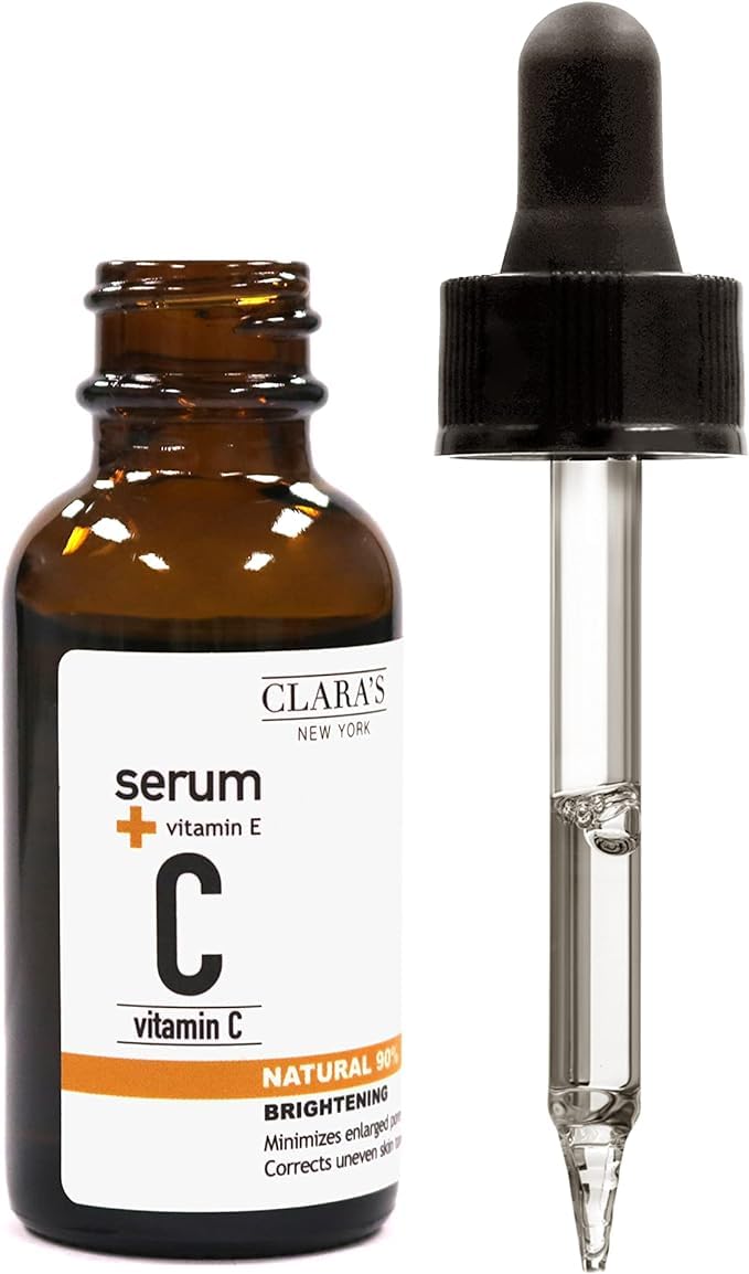 CLARA'S NEW YORK | Vitamin C Facial Serum | with Hyaluronic Acid, Ascorbic Acid, Niacinamide, Probiotics | Reduce Dark Spot, Acne, Scars |Brightening, Antioxidant, Minimize pores |30ml | Made In USA