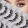 C Curl Fluffy Strip Lashes 10 Pairs - Black Cotton Band
