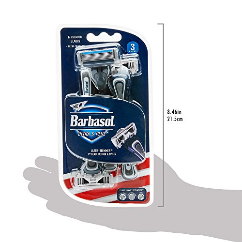 Barbasol Ultra 6 Plus Premium Disposable Razor, 3 Count