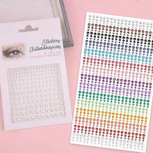 Self-Adhesive Face Gems & Rhinestones - 1041pcs (3-6mm)