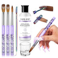 SAVILAND Acrylic Nail Brush Kit with 3 Kolinsky Brushes & 60ml Cleaner for Nails & Extensions