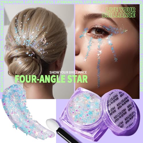 Teenitor 6-Shape Body Glitter Gel Set - Festival Face Makeup