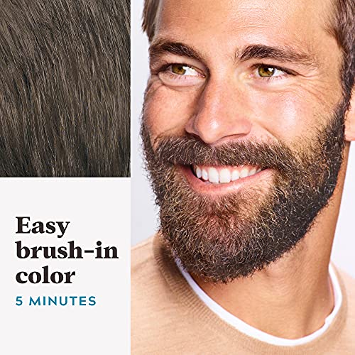 Just For Men Mustache & Beard, Beard Coloring for Gray Hair with Brush, With Keratin Biotin Aloe and Coconut Oil for Healthy Facial Hair - Medium-Dark Brown, M-40, Pack of 1 (Packaging May Vary)