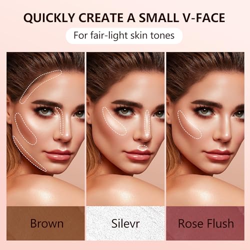 2Pc Cream Contour Stick Makeup, Hightlighter Makeup + Bronzer Stick, Waterproof Cream Contouring Pen Non Stick Non Greasy, Long Lasting Lightweight Finishing Face Makeup Kit, Fair