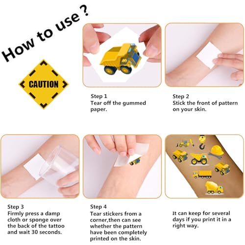 300pc Construction Temporary Tattoos Party Favors