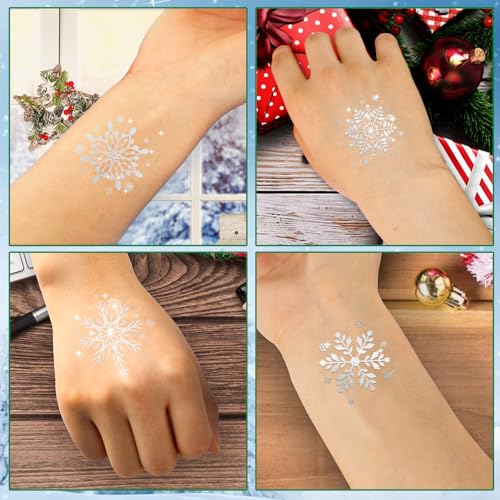 120 Pc Silver Snowflake Temporary Tattoos - Christmas Party Favors