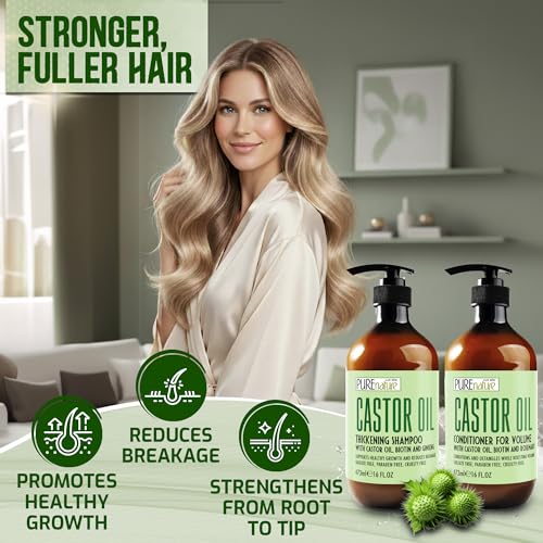 Castor Oil Shampoo & Conditioner Set - Sulfate Free, Volumizing
