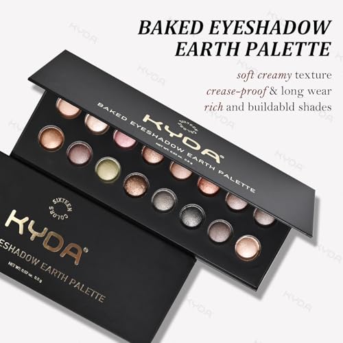 KYDA Baked Makeup Palette – 16 Earth Tone Eyeshadow & Full Face Kit